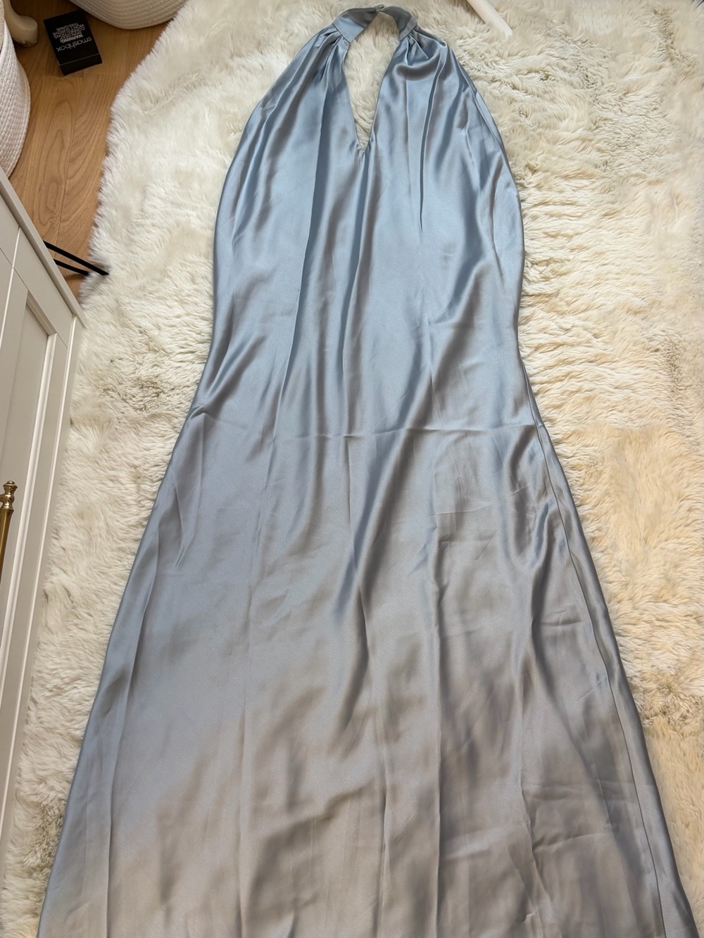 Show Me Your MuMu halter Satin Maxi Dress in Light Blue